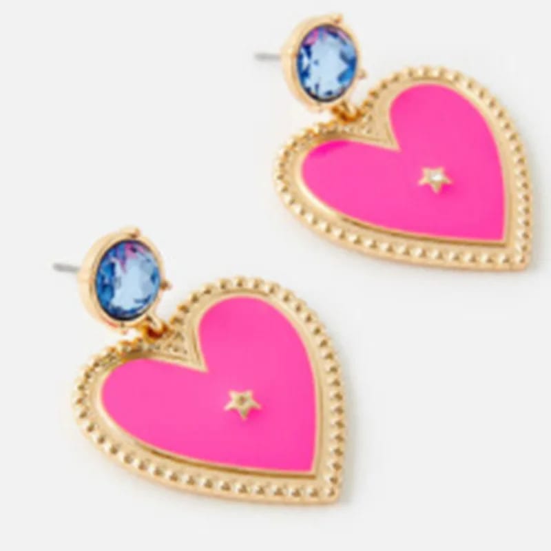 Custom 14k Gold Plated Zircon Star Heart Enamel Earrings Stud Women Stud Earrings
