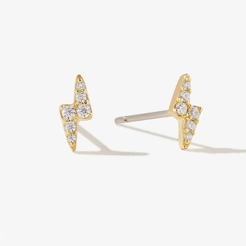 Wholesale Fashion 925 Sterling Silver Mini Lightning Bolt Diamond Stud Earrings Stud Earrings