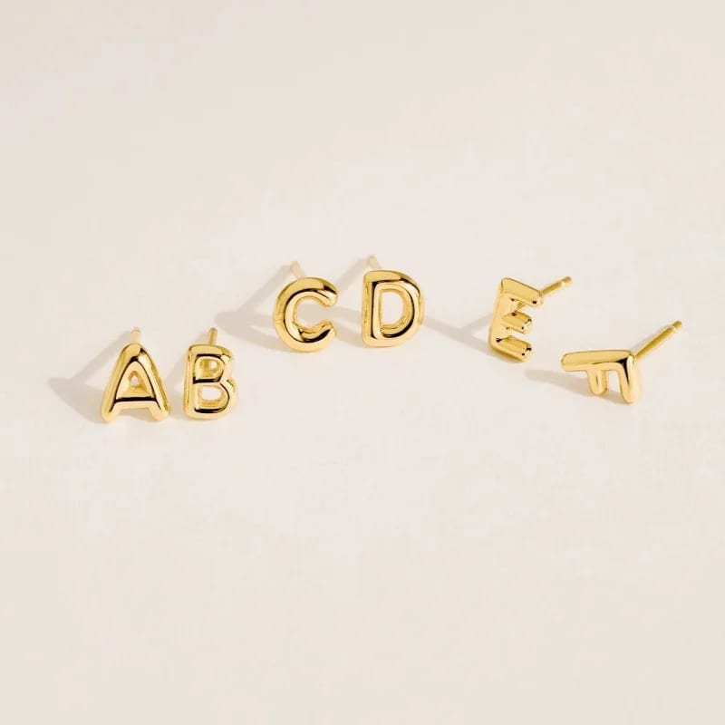 Custom 925 Sterling Silver Simple Design Initial Alphabet Letter Stud Earrings For Women Stud Earrings
