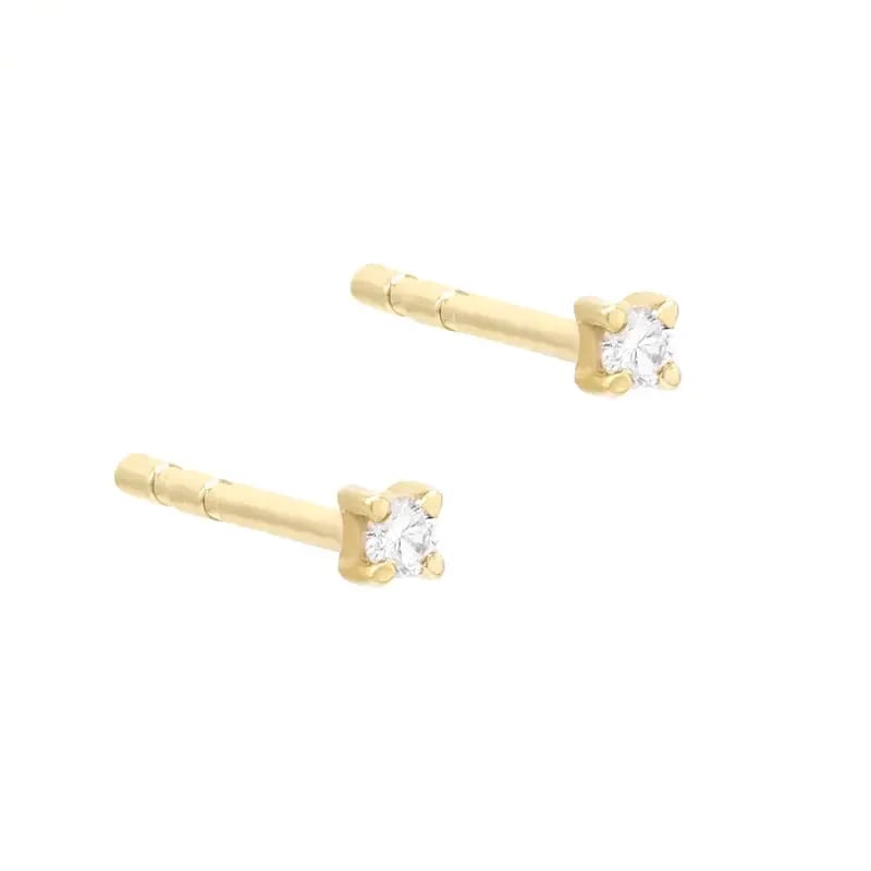 18k Gold Plated 925 Sterling Silver Cubic Zirconia Cz Earrings Round Shape White Stone Stud Earrings Stud Earrings