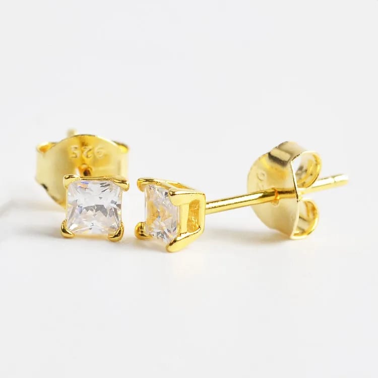 925 Sterling Silver Stud Earring Square Aaa Cz Earring Diamond Jewelry Stud Earrings