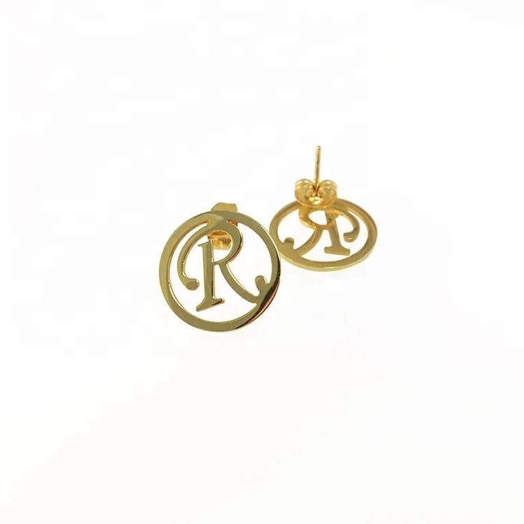 Simple Letter Earring 22k Ip Gold Plated Stainless Steel Stud Earring Findings Stud Earrings