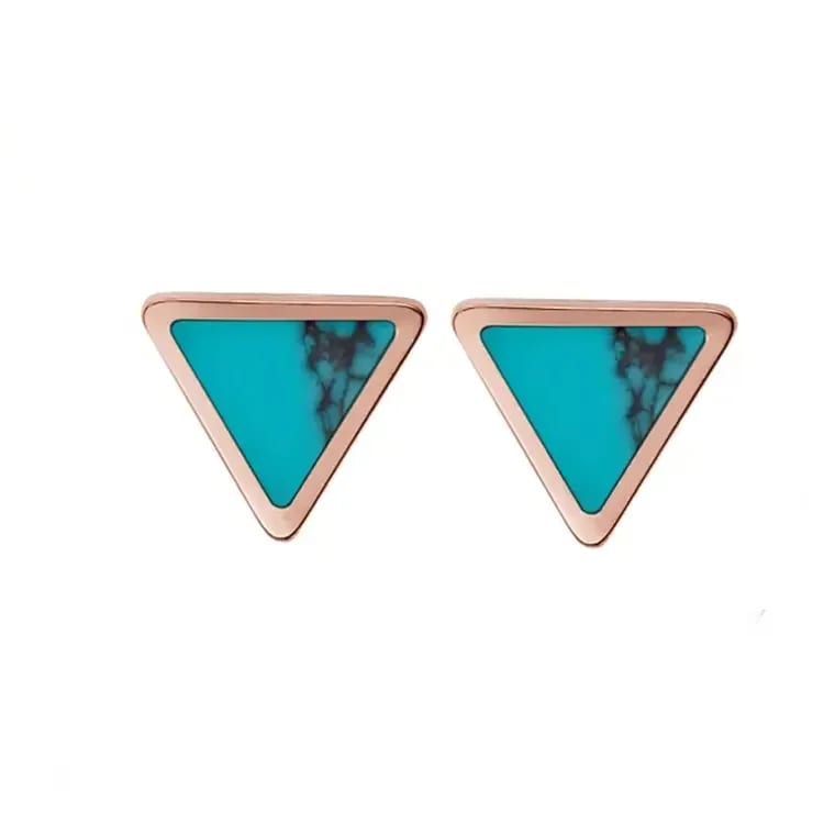 Rose Gold Triangle Turquoise Stud Earring Stud Earrings