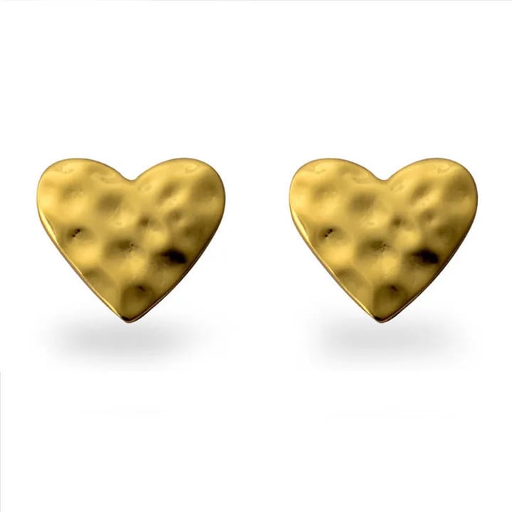 18k Gold Plated Heart Hammered Earrings Wholesale Stud Earrings