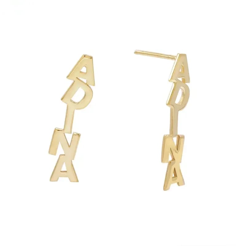 Custom Personalized Initial Name Earrings Design Letter Drop Earrings 18k Gold Plated Stud Earrings