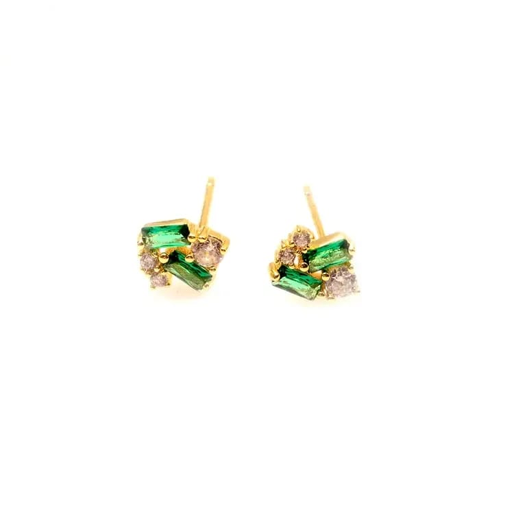 New Arrival 925 Sterling Silver Jewelry Green Emerald Stone Stud Earrings For Girls Stud Earrings