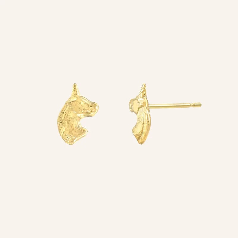 Dainty 14k Gold 925 Sterling Silver Tiny Unicorn Stud Kids Earrings Stud Earrings