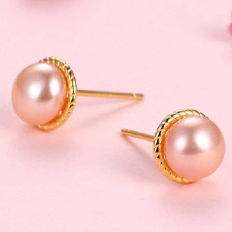 Best Design Real Gold Plated Small Pearl Flower Earring Studs Women Stud Earrings