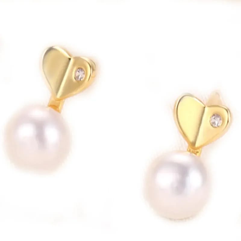 SXS JEWELRY Fashion Sterling Silver 925 Pearl Stud Earrings Zircon 24k Gold Plated Stud Earrings