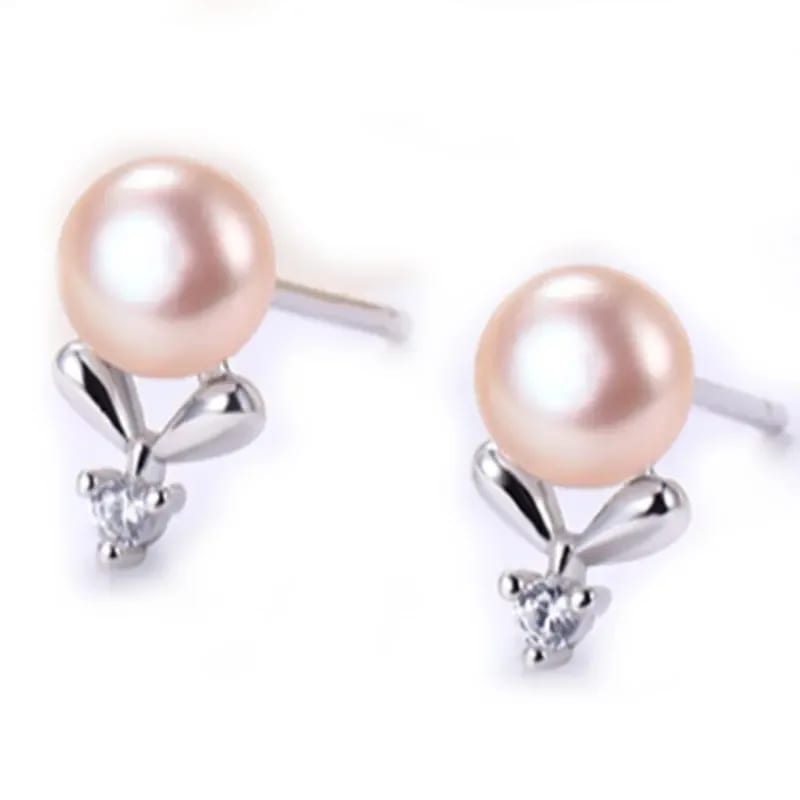 Luxury Noble Sparkly S925 Sterling Silver Zircon And Pearl Real Silver Plated Stud Earrings Women Stud Earrings