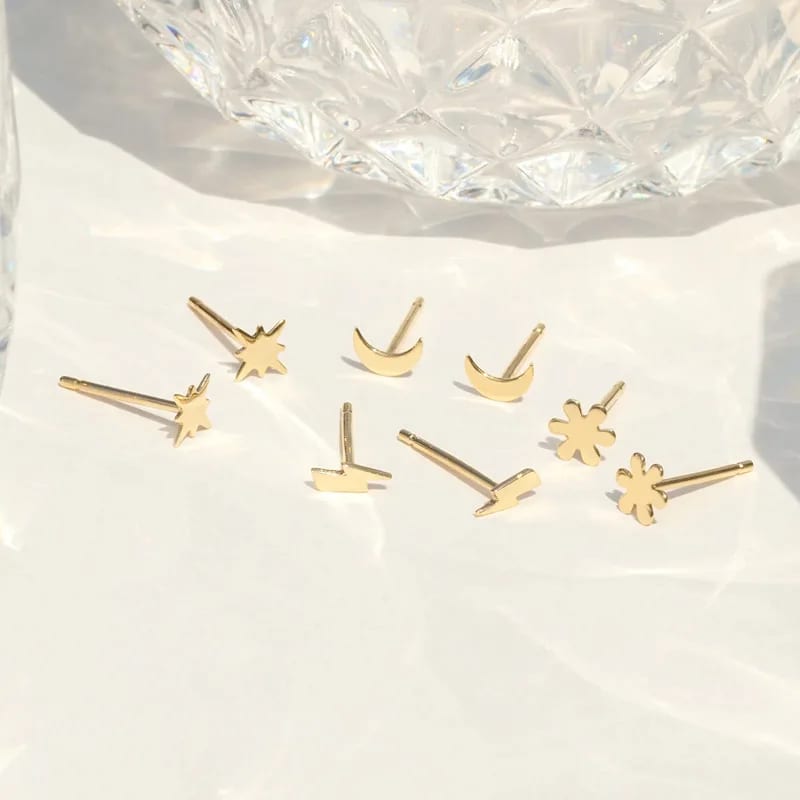 Simple Tiny Stud Earrings 925 Silver Starburst Stud Earrings Jewelry Stud Earrings