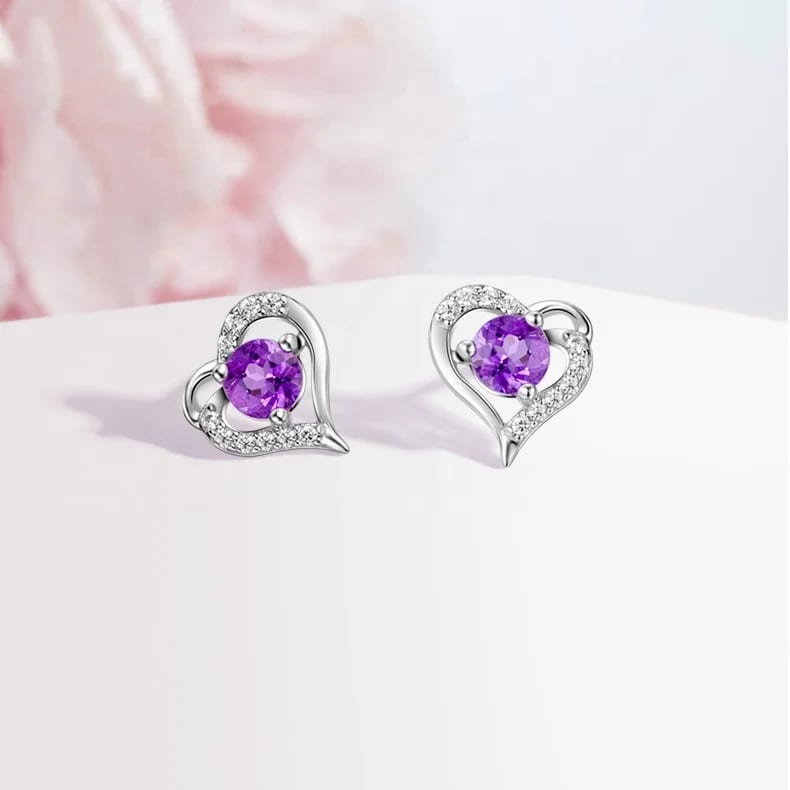 Romantic Heart Shape Cubic Zircon 925 Sterling Silver Diamond Stud Earring Stud Earrings