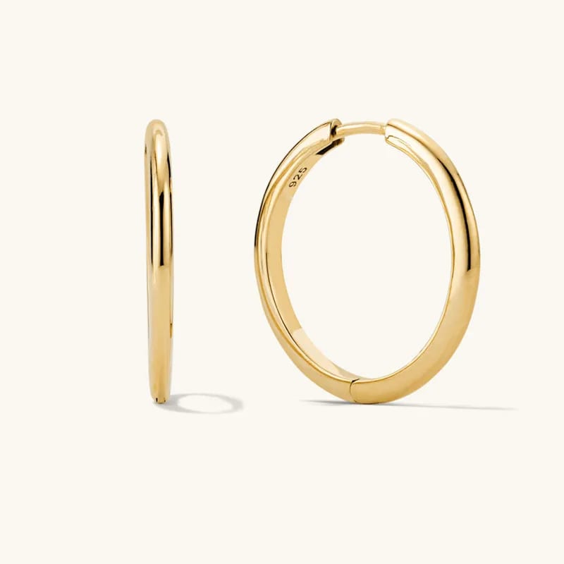 925 Sterling Silver Plated 18k Gold Simple Classic Tube Large Hoops Earrings For Women Hoop Earrings