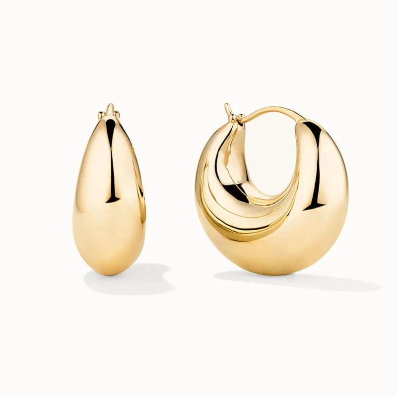 New Fashion Minimalist Women’s 18k Gold Plated Chunky Hoop Earrings For Girls Fashion Jewelry Hoop Earrings