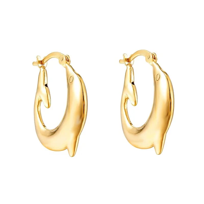 Trendy Jewelry Accessories 18k Gold Plated Lovely Dolphin Hoop Earrings Women Hoop Earrings