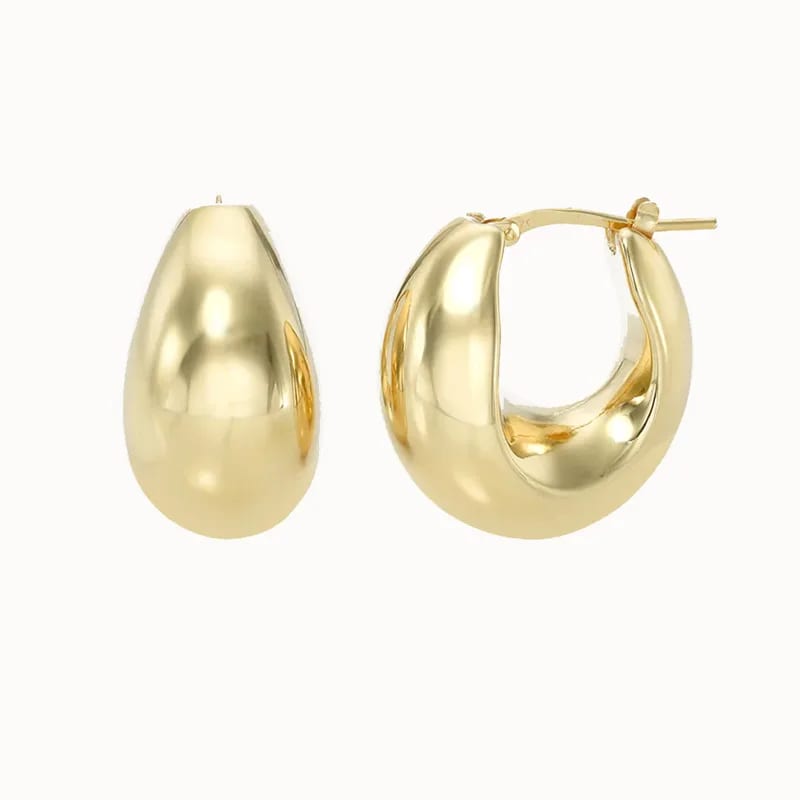 New Design Women Earrings Hoops Statement Chunky 14k Gold Large Bubble Hoop Earrings Wholesale Hoop Earrings