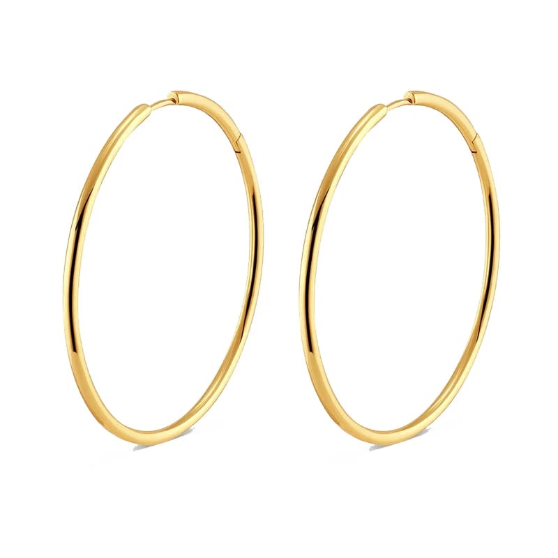 Minimalist Classic Oversized Thin Hoops 18k Gold Plated Big Large Hoop Earrings For Women Hoop Earrings