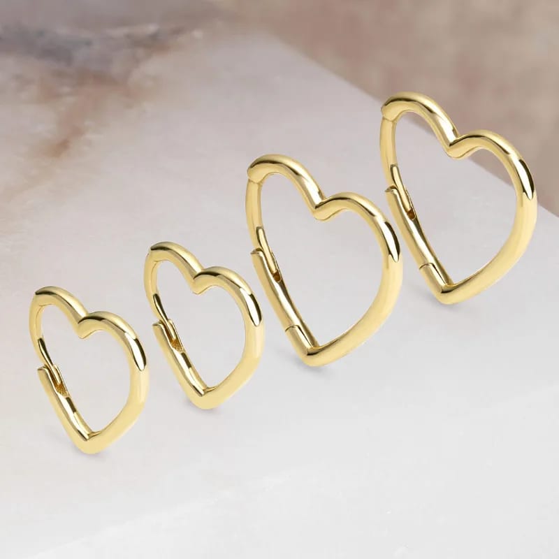 Classic Sterling Silver 925 Heart Huggie Hoop Earrings Simple 18k Gold Heart 925 Silver Fine Jewelry Earring Hoop Earrings