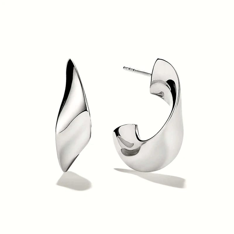 Fashion 925 Sterling Silver Latest Design Wave Unique Hoops Earrings Women Hoop Earrings