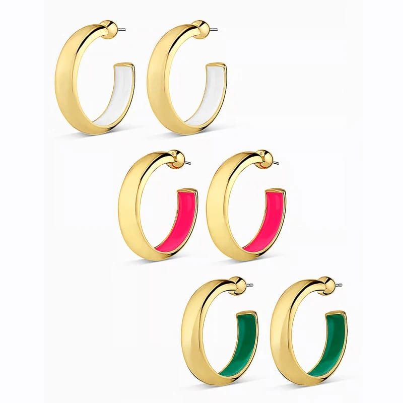 New Arrival Fashion Hoop Earrings 18k Gold Plated Colorful Neon Enamel Earrings Jewelry Hoop Earrings