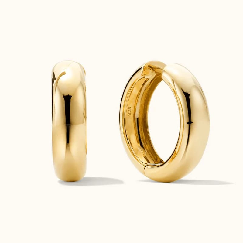Dainty 925 Sterling Silver Chunky Large Hoops Earrings Minimalist 18k Gold Plated Huggies Earrings Jewellery For Women Hoop Earrings