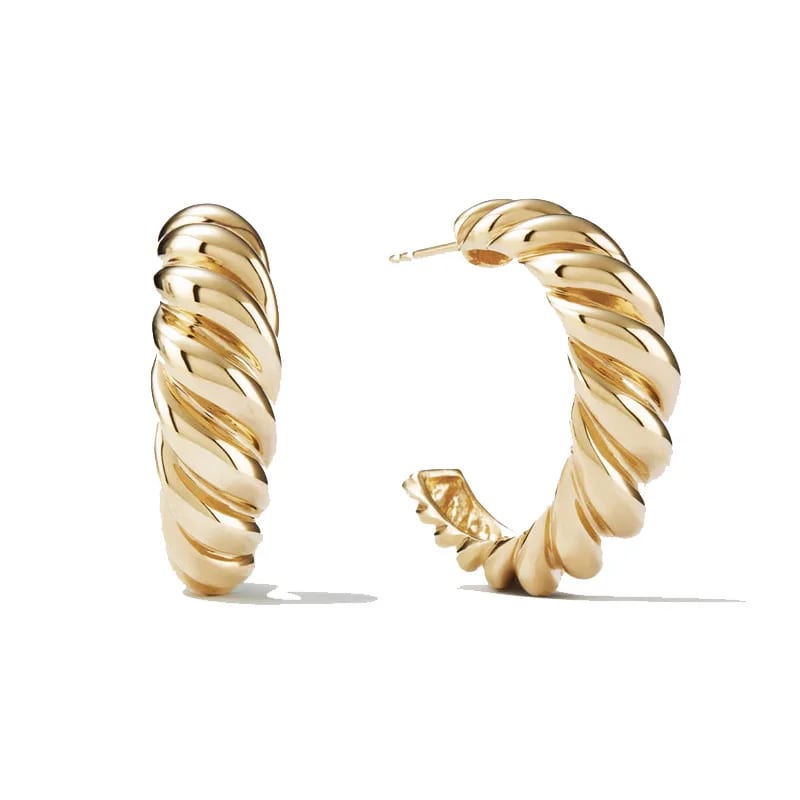 High Quality 18k Gold Large Croissant Dome Twisted Rope Hoops Earrings For Women Hoop Earrings