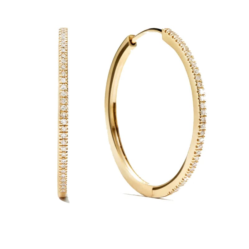 Wholesale Custom Fashion 18k Real Gold Plated Cubic Zirconia Pave Diamond Large Hoop Earrings For Women Hoop Earrings