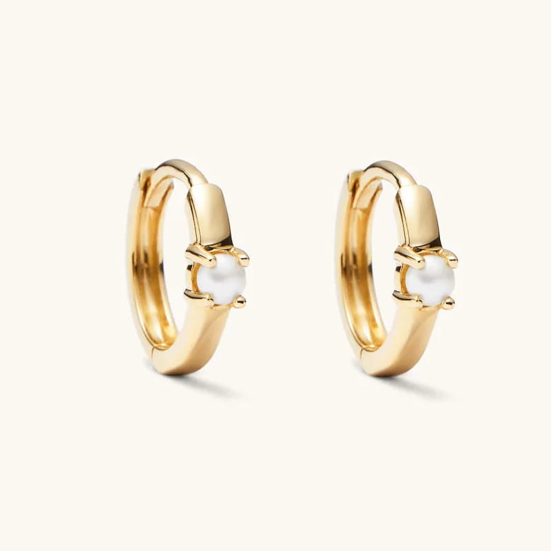 Dainty 925 Sterling Silver 14k Gold Plated Freshwater Pearl Mini Hoop Earrings For Women Hoop Earrings