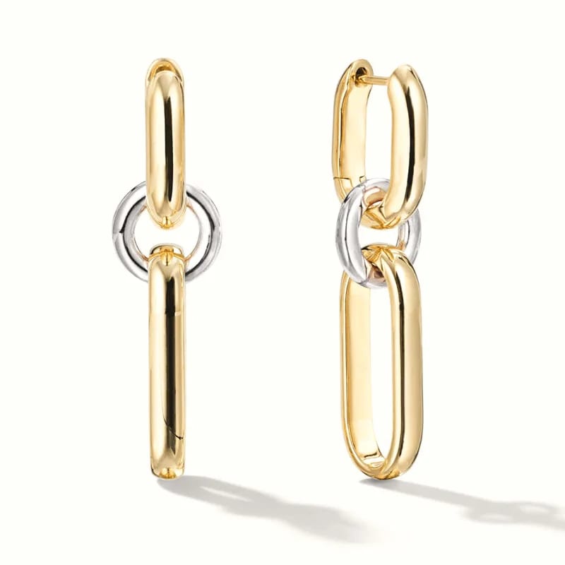 New Minimalist 925 Sterling Silver Oval Huggies 18k Gold Plated Mixed Convertible Link Earrings Hoop Earrings