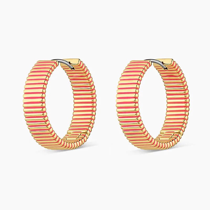 Summer Perfect Statement Piece Women Jewelry 18k Gold Plated Colorful Enamel Hoop Earrings Hoop Earrings