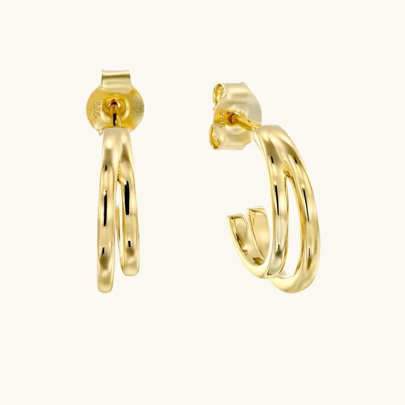 New Arrival 925 Sterling Silver Jewelry 18k Gold Plated Mini Double Hoop Earrings For Ladies Hoop Earrings