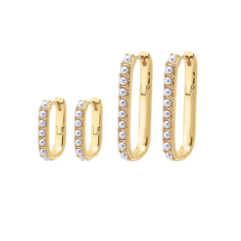 High Quality 925 Sterling Silver 18k Gold Plated Natural Pearl U Shape Hoops Huggie Earrings Hoop Earrings