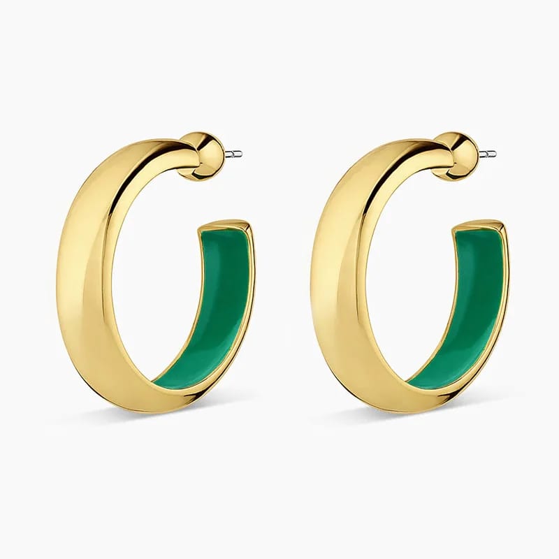 Newest Jewelry Women 18k Gold Plated Wide Large Hoop Earrings Stylish Colorful Enamel Hoops Earrings Hoop Earrings