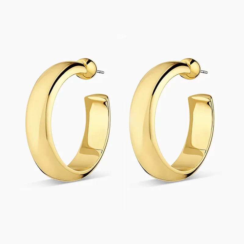 Newest Design 18k Gold Plated Stylish Bold Wide Big Large Hoop Earrings For Women Hoop Earrings