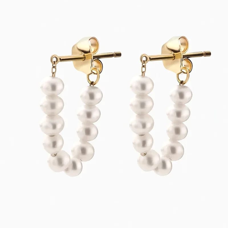 New Arrival 18k Gold Plated 925 Sterling Nature Fresh Water Pearl Hoop Earrings For Women Hoop Earrings