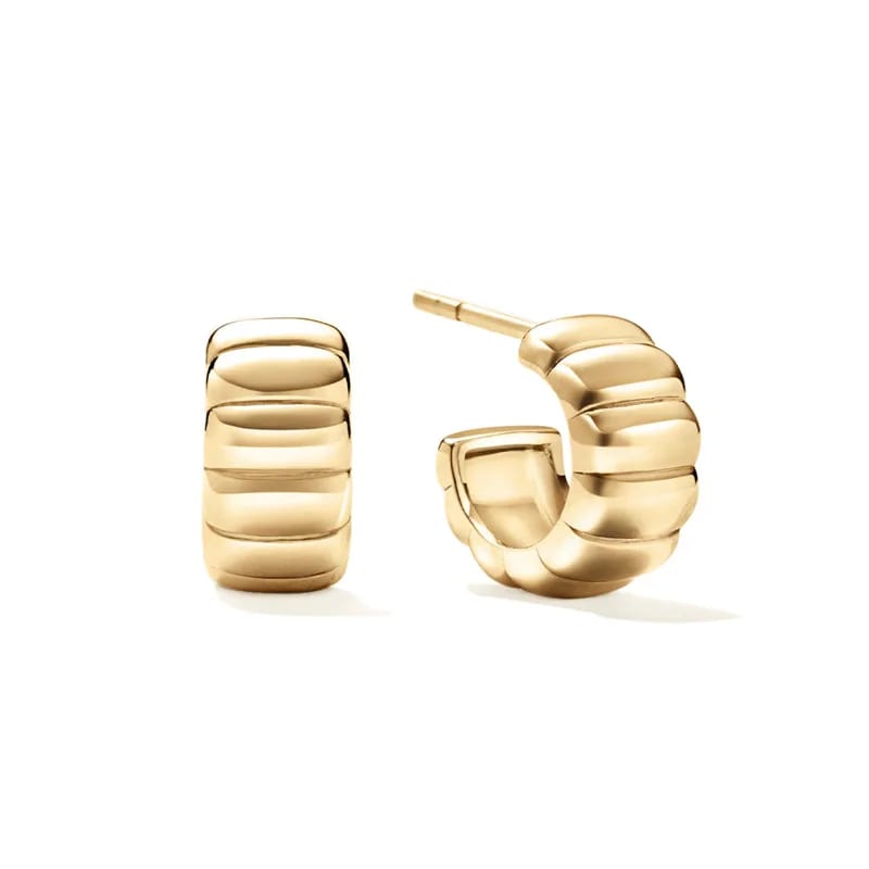 Fashion 925 Sterling Silver Minimalist 18k Gold Plated Bold Hoop Women Earrings Hoop Earrings