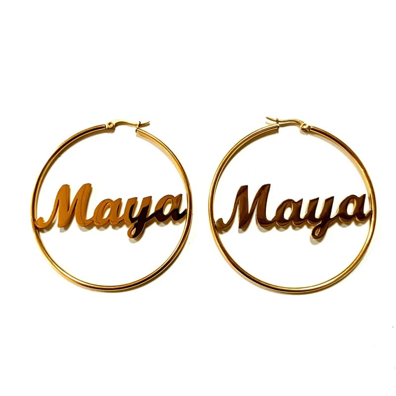Manufacturers Custom Fashion Stainless Steel Letter Large Hoop Earrings For Women Hoop Earrings