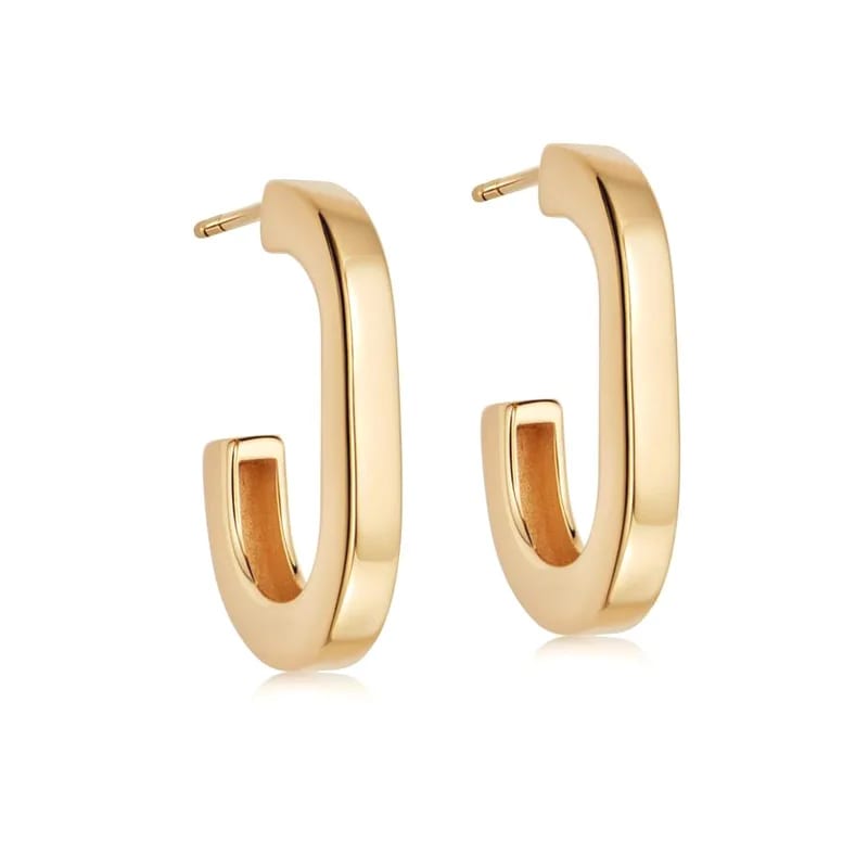 Wholesale Fashion Jewelry 925 Sterling Silver 18k Gold Plated Chunky Square Hoop Earrings For Women Hoop Earrings