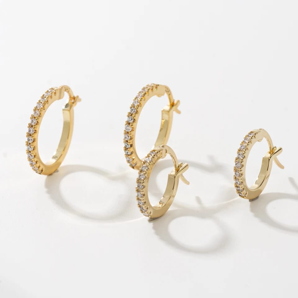 New Fashion Fine Jewelry Custom 18k Gold Plated 925 Sterling Silver Cz Cubic Zirconia Hoop Earrings For Women Hoop Earrings