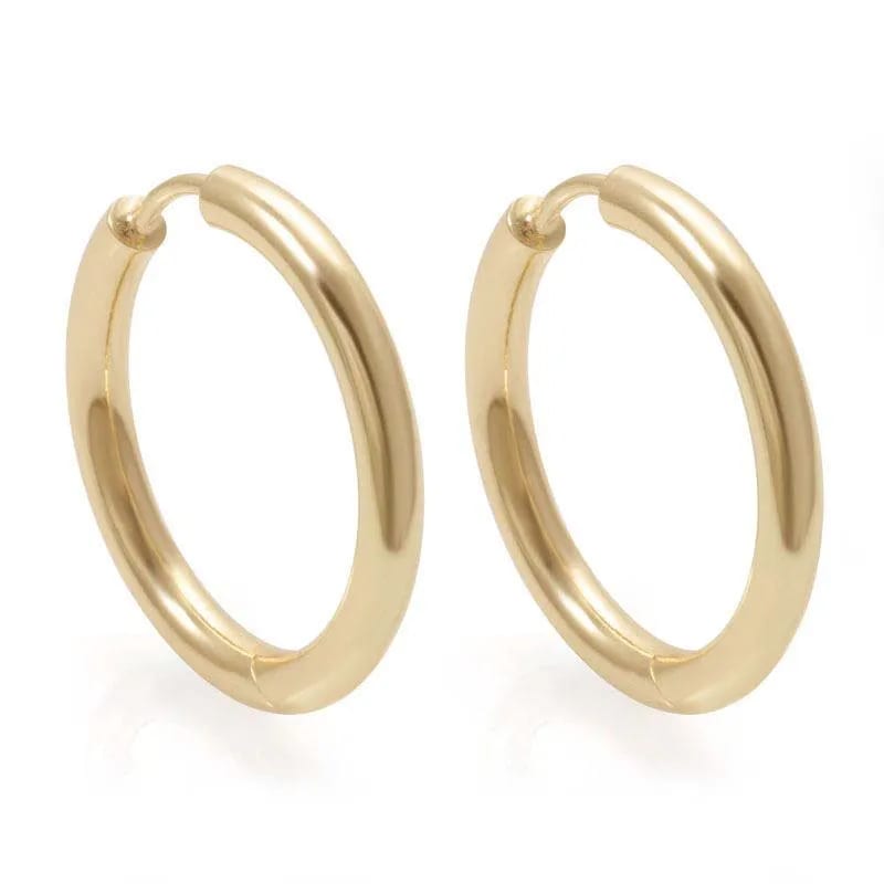 Factory Wholesale Simple Design Round Chunky Shape Hoop Earrings For Women 14k 18k Gold Plated Huggie Hoop Earrings Hoop Earrings