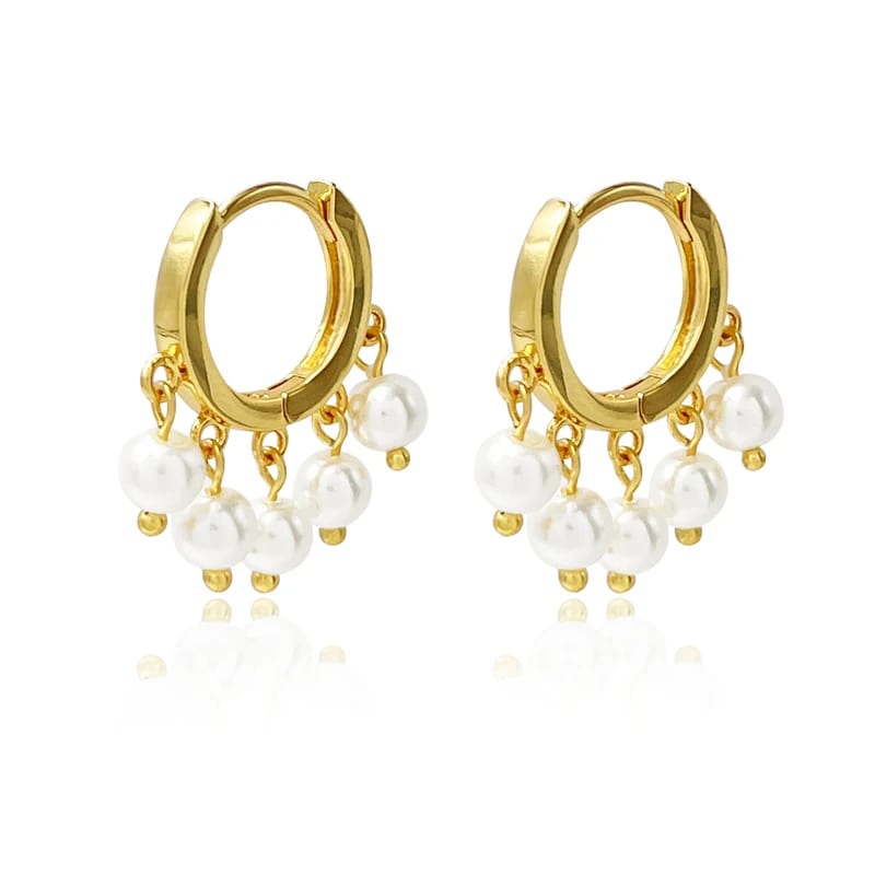 New Trendy 18k Gold Plated Jewelry Small Mini Freshwater Pearl Tassel Hoop Huggie Earrings For Women Hoop Earrings