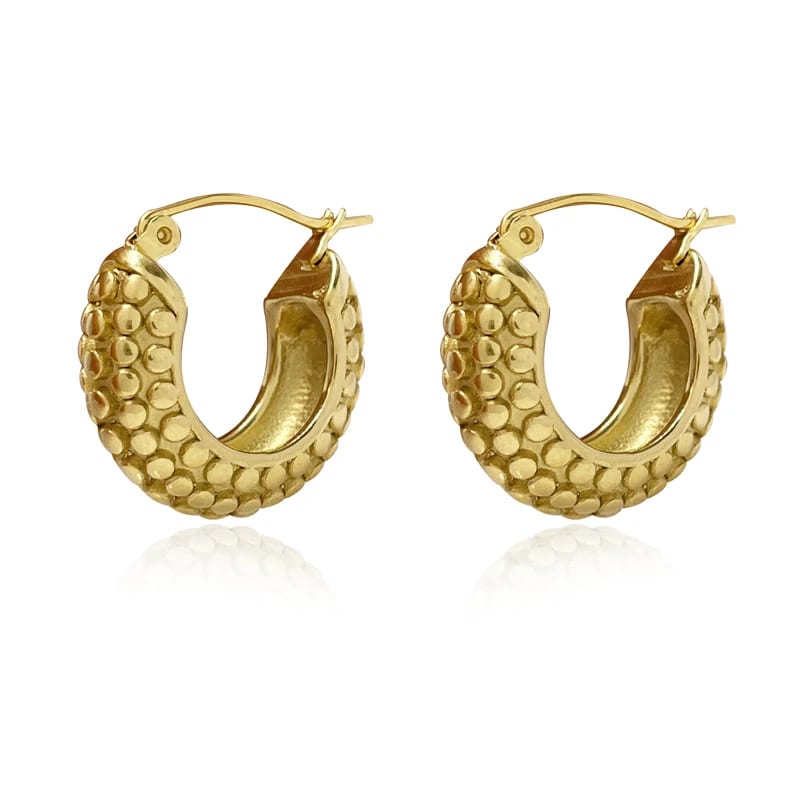Wholesale Non Tarnish Free Waterproof Jewelry Stainless Steel 18k Gold Plated Thick Chunky Hoop Earrings Hoop Earrings