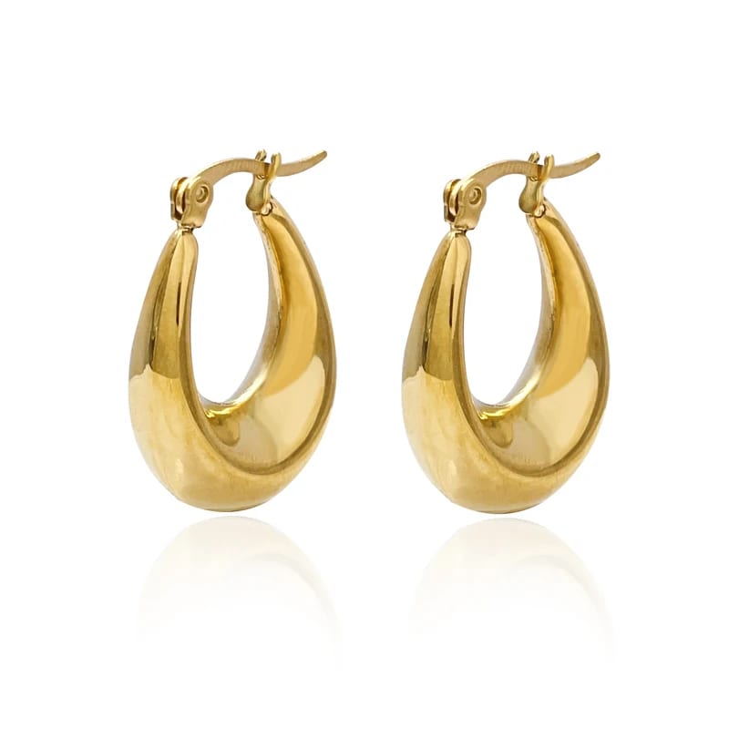 Wholesale Custom Statement Hollow Out U Shaped Earrings 18k Gold Plated Stainless Steel Chunky Hoop Earrings Hoop Earrings