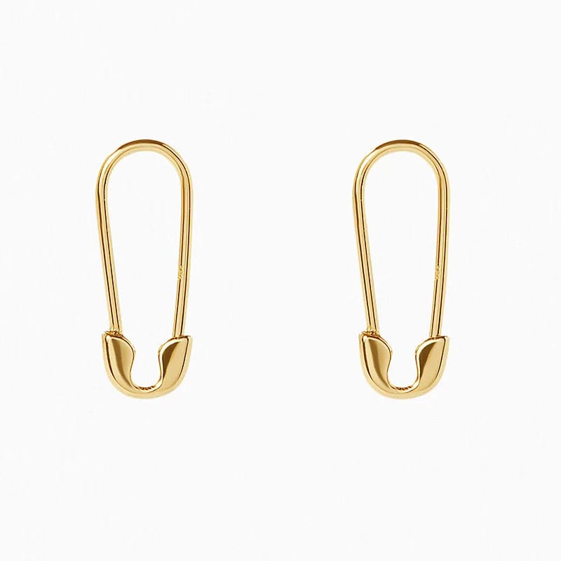 925 Sterling Silver Gold Plated Safety Pin Hoop Earrings For Women Hoop Earrings