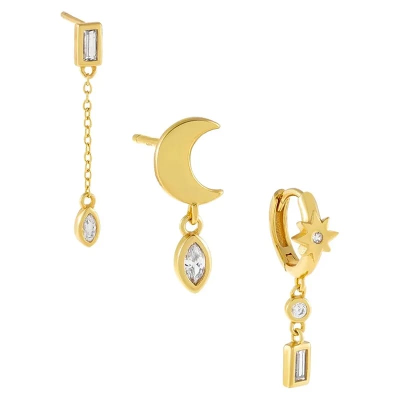Hot Selling Minimalist Custom Charm Stud And Hoop Earrings Set Jewelry For Women Daily Wearing Hoop Earrings