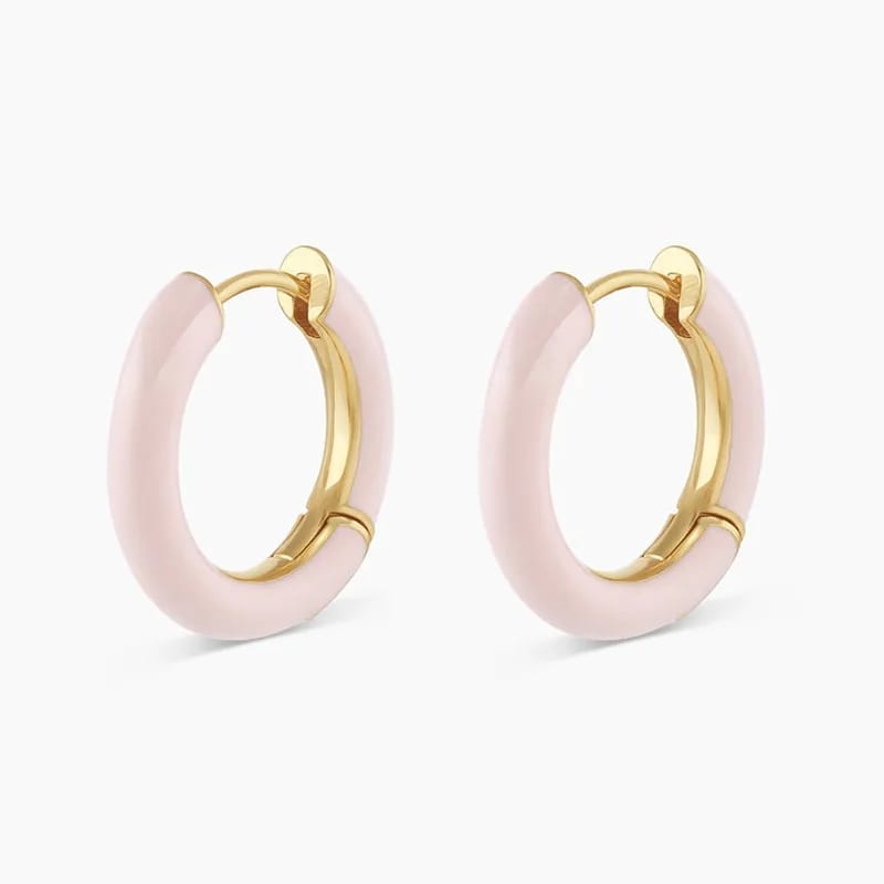 Custom Trendy 18k Gold Plated 925 Sterling Silver Huggie Hoops Earring Fashion Women Jewelry Enamel Hoop Earrings Hoop Earrings