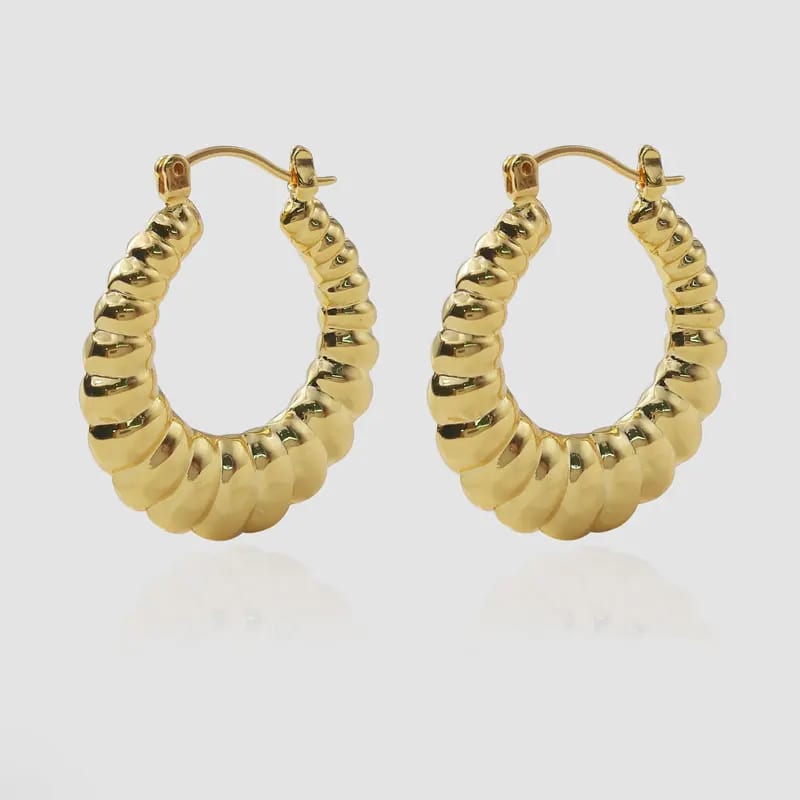 SXS JEWELRY New Trendy Brass Lightweight Custom Croissant Dome Hoop Earrings Jewelry For Women Hoop Earrings