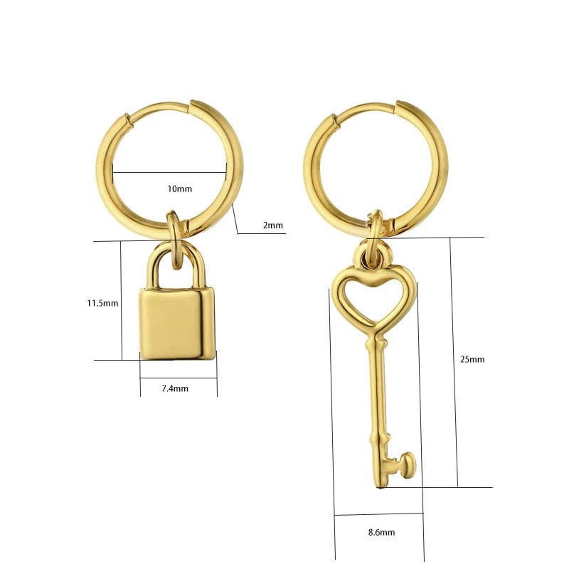 18k Gold Plated Jewelry Stainless Steel Custom Charm Dangle Hoop Earrings For Lady Hoop Earrings