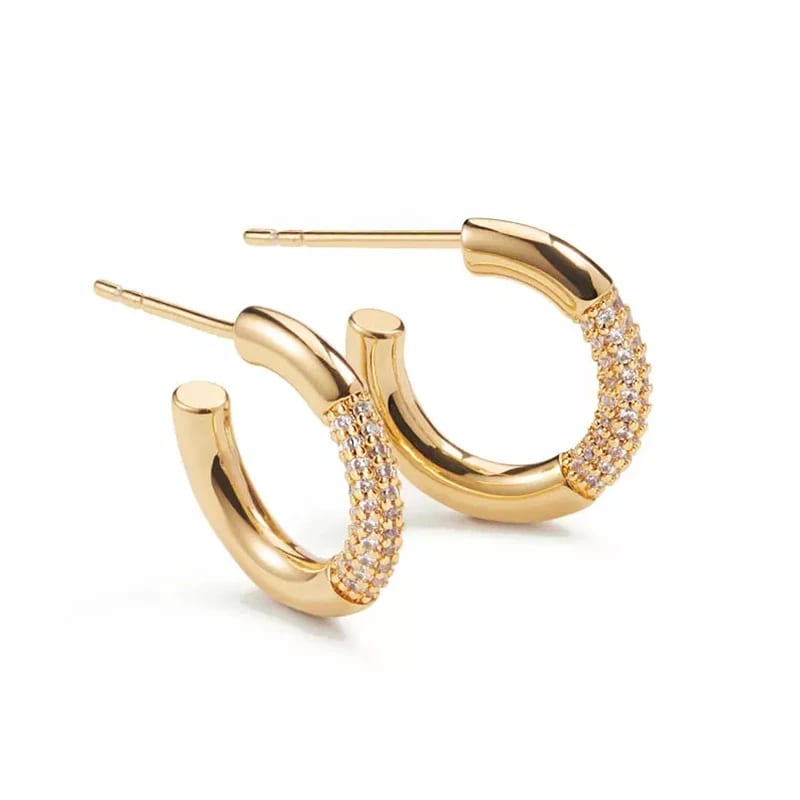 SXS JEWELRY Silver Gold Rose Gold Color Brass White Zircon Classical Hoop Earrings Jewelry Wholesale Hoop Earrings