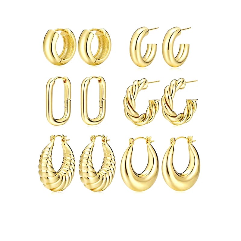 Wholesale Fashion 18k Gold Plated Chunky Hoop Earrings For Women Hypoallergenic Thick Open Twisted Huggie Hoop Jewelry Hoop Earrings